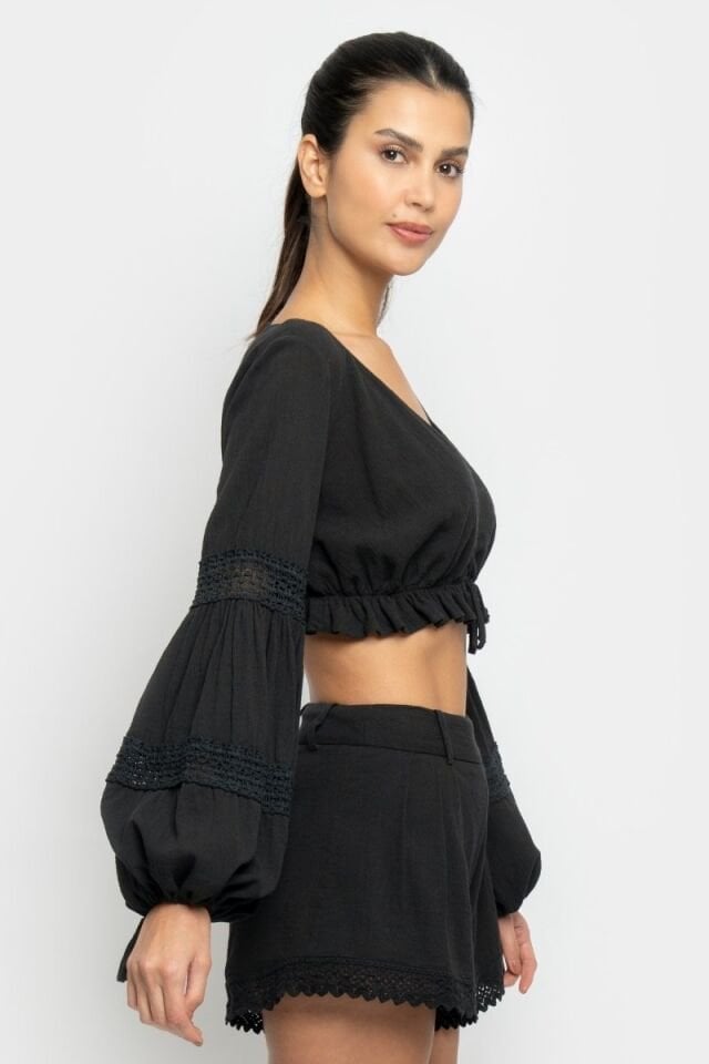 TWILLY  TOP IN BLACK