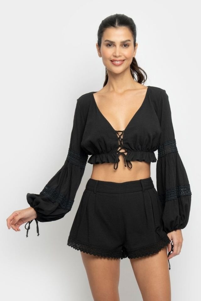 TWILLY  TOP IN BLACK