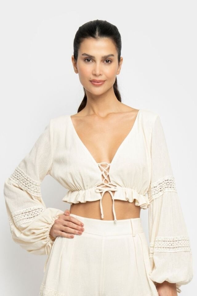 TWILLY TOP IN ECRU