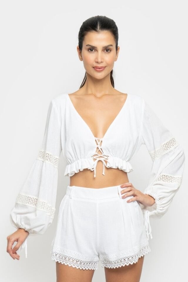TWILLY  TOP IN WHITE